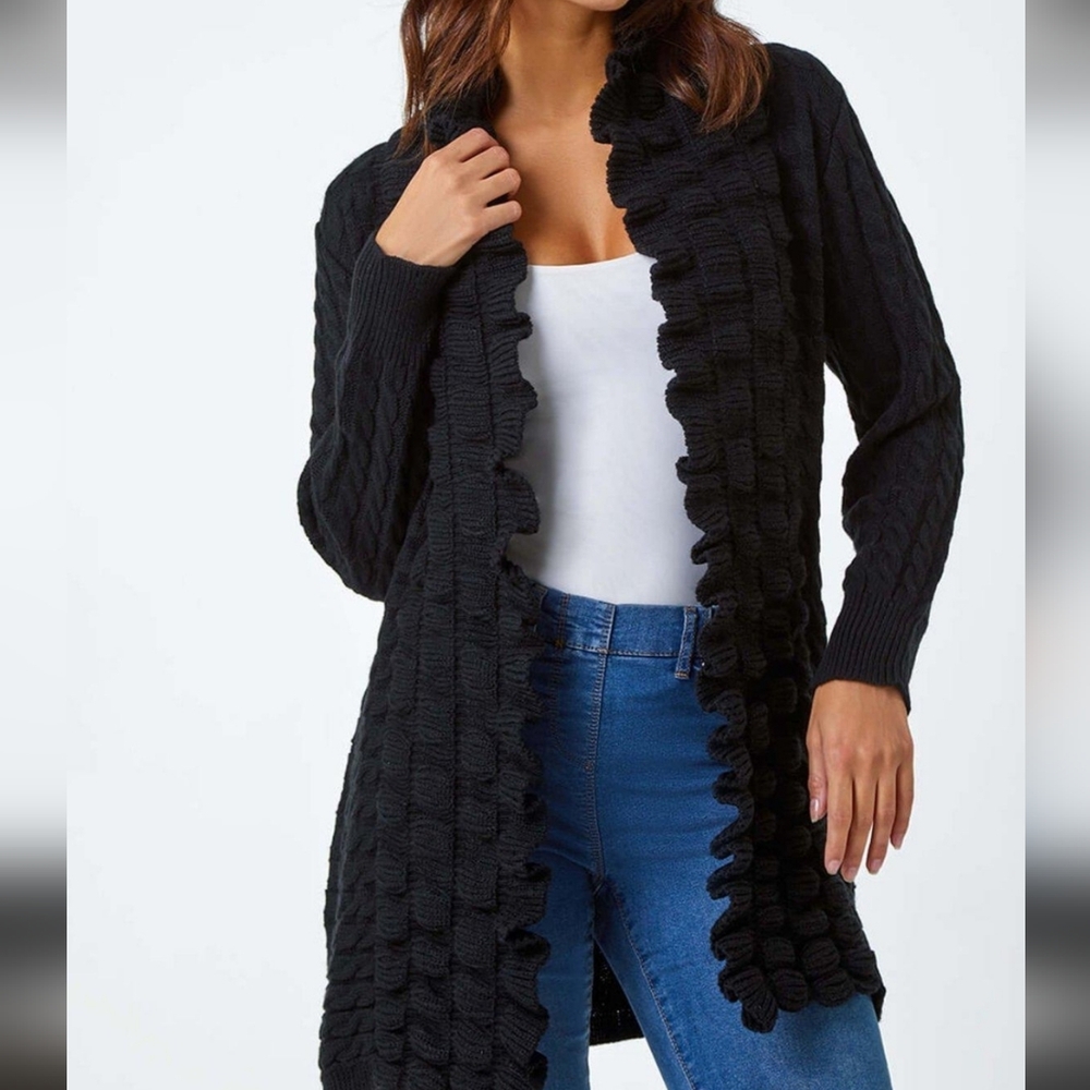 Liviana Conti bubble textured open cardigan Sz 40/small-med